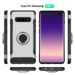 Wholesale Galaxy S10+ (Plus) 360 Rotating Ring Stand Hybrid Case with Metal Plate (Silver)